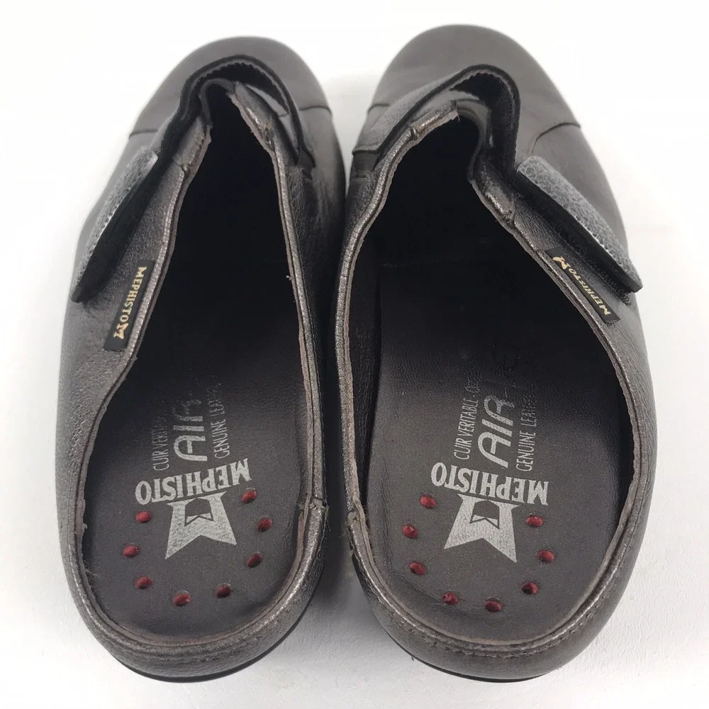 MEPHISTO Metallic Leather Slip‎ On Air Jet Walking Wedge Slides Shoes Womens 8.5